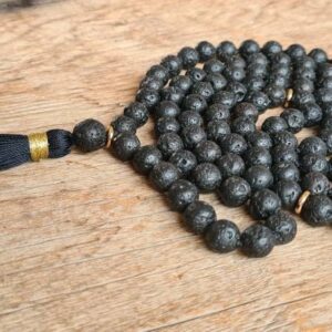 108 Mala Black Lava Stone, Yoga Spiritual Necklace,  Bohemian Long Tassel Necklace, Grounding Mala, Spiritual Jewelry