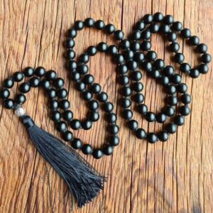 108 Black Onyx ОМ Prayer beads Tassel Necklace Yoga mala Buddhist mala Japa Mala Necklace. Protection Mala for Men and Women