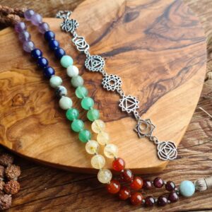 Seven Chakra Necklace, Brass necklace, Steel chain Crown Third Eye Throat Heart Solar Plexus Sacral Yoga Chakra Necklace