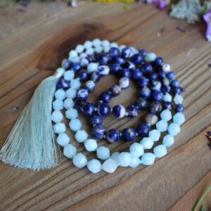 108 Sodalite, Blue Agate - Yoga Mala- Bohemian Necklace