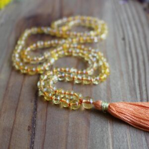 Clarity Mala Necklace. Handmade with 5 mm Citrine beads.
