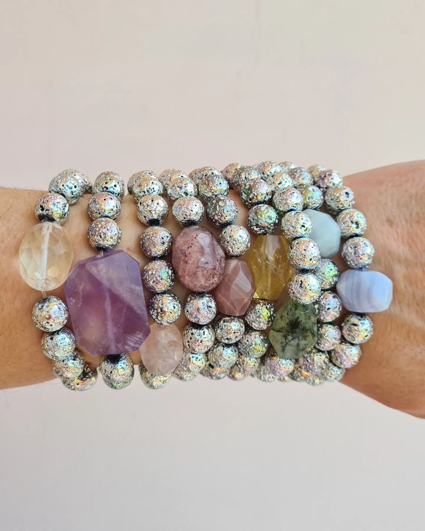 Rainbow Lava Stone Bracelet in 4 different designs